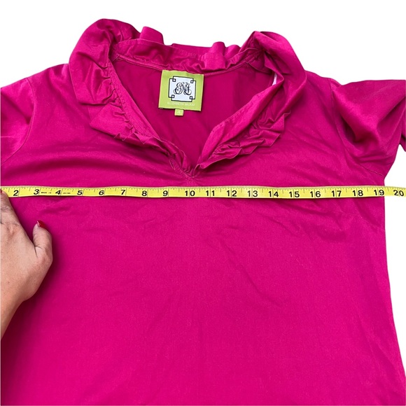 Elizabeth MckAy Cute Red Blouse Ruffle VNeck Office Career Long Sleeve Size 4 - Picture 9 of 9